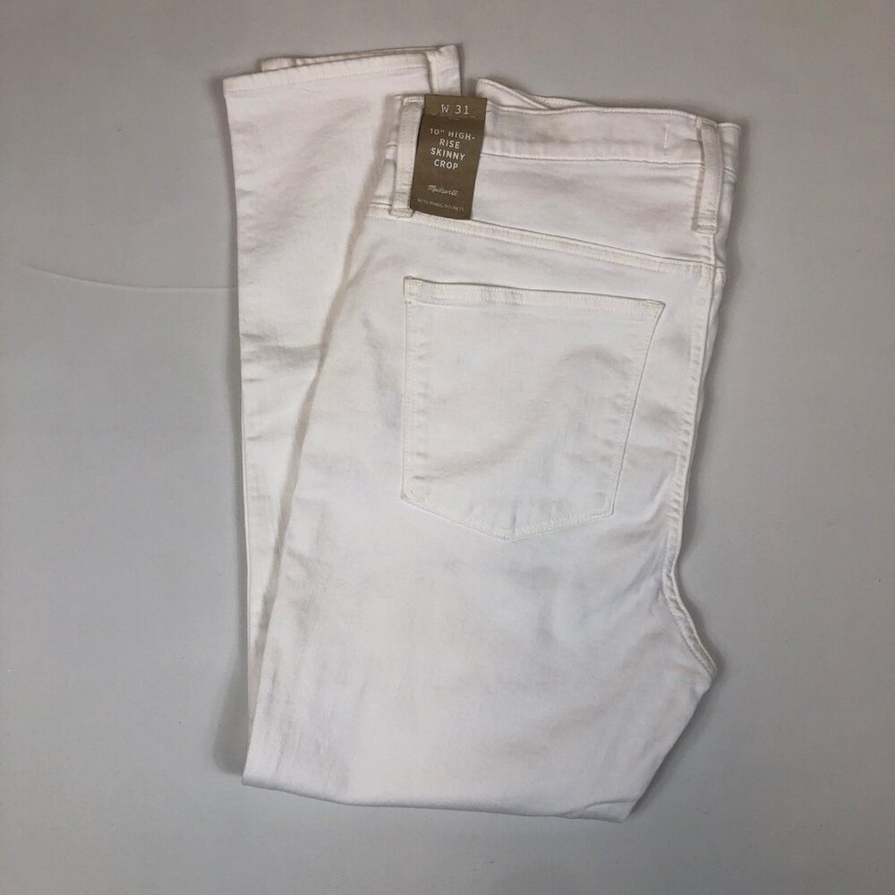 Madewell Womens 10" High-Rise Skinny Crop Jeans White Button Front Size 31 New - Picture 2 of 10